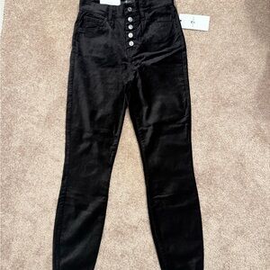 7 For All Mankind Black High-Rise Button Jeans